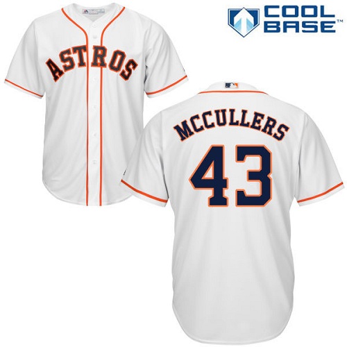 Astros #43 Lance McCullers White Cool Base Stitched Youth MLB Jersey - Click Image to Close